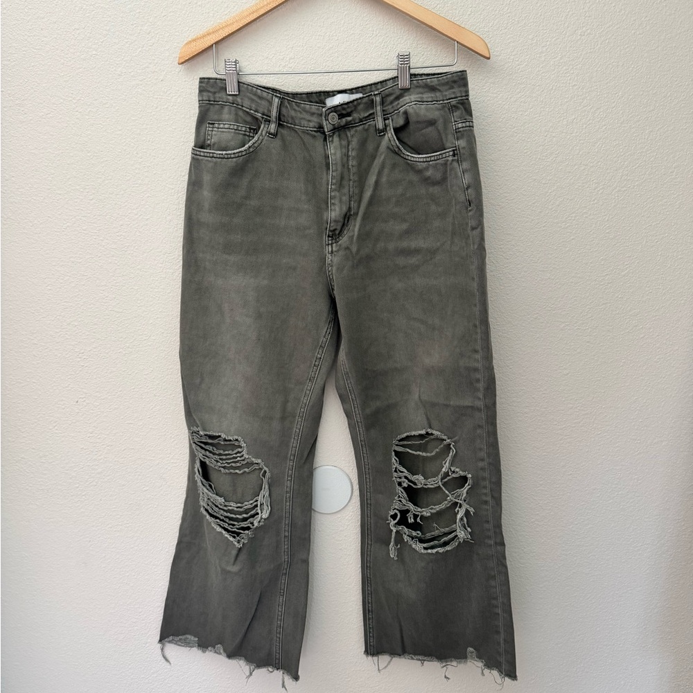 Vervet olive distressed jeans ankle fit size 30
